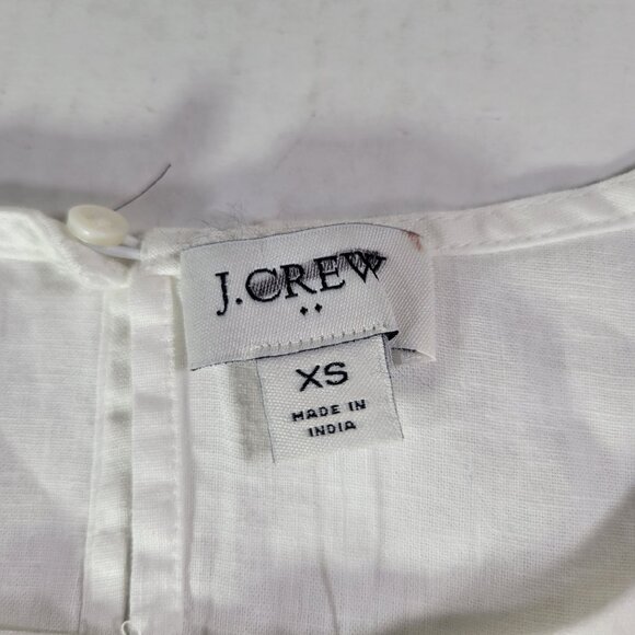 J. Crew Women White Linen Blend Sleeveless Top With Floral Lace Hem Size XS - Picture 3 of 7